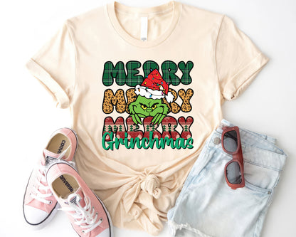 Merry Grinchmas, Merry Christmas Grinch Personalized Shirt, Christmas Grinch, Merry Grinchmas Gift, Cheeky Grinch Tee - Natural