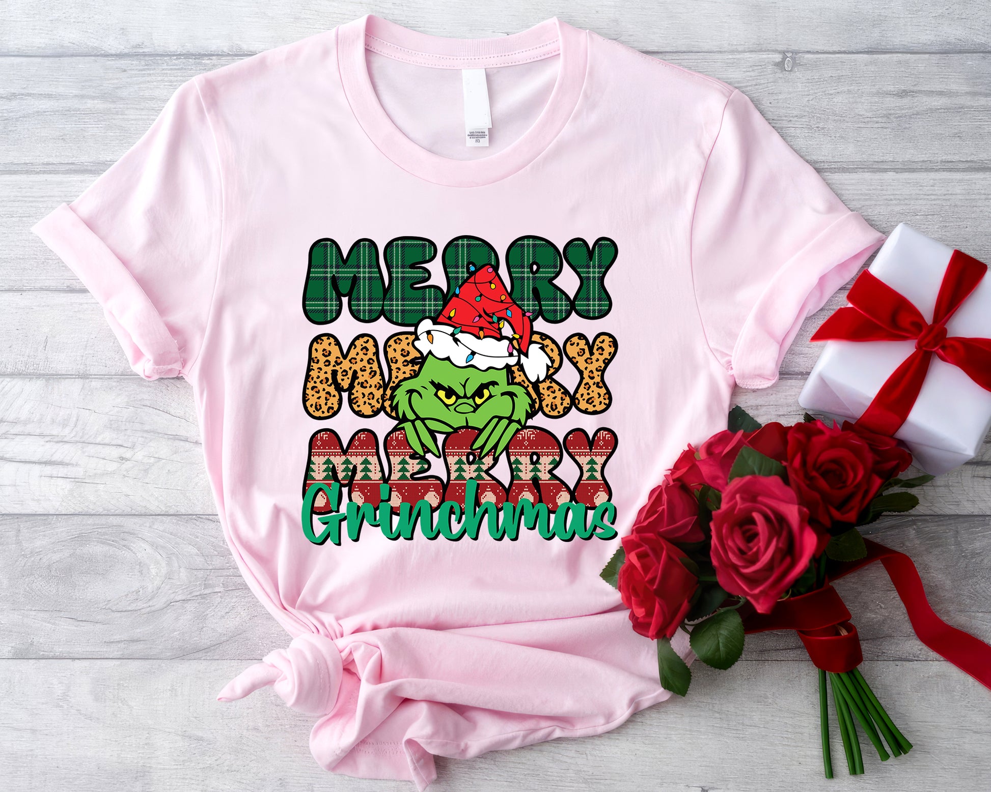 Merry Grinchmas, Merry Christmas Grinch Personalized Shirt, Christmas Grinch, Merry Grinchmas Gift, Cheeky Grinch Tee - Pink