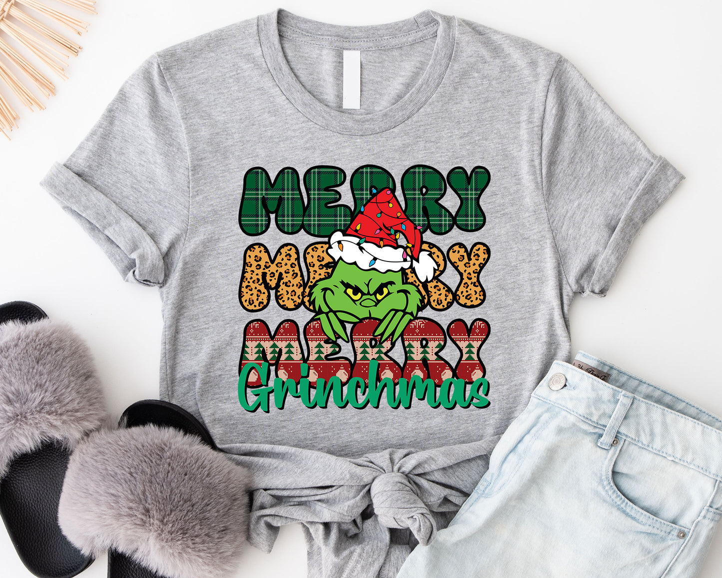 Merry Grinchmas, Merry Christmas Grinch Personalized Shirt, Christmas Grinch, Merry Grinchmas Gift, Cheeky Grinch Tee - Sport Grey