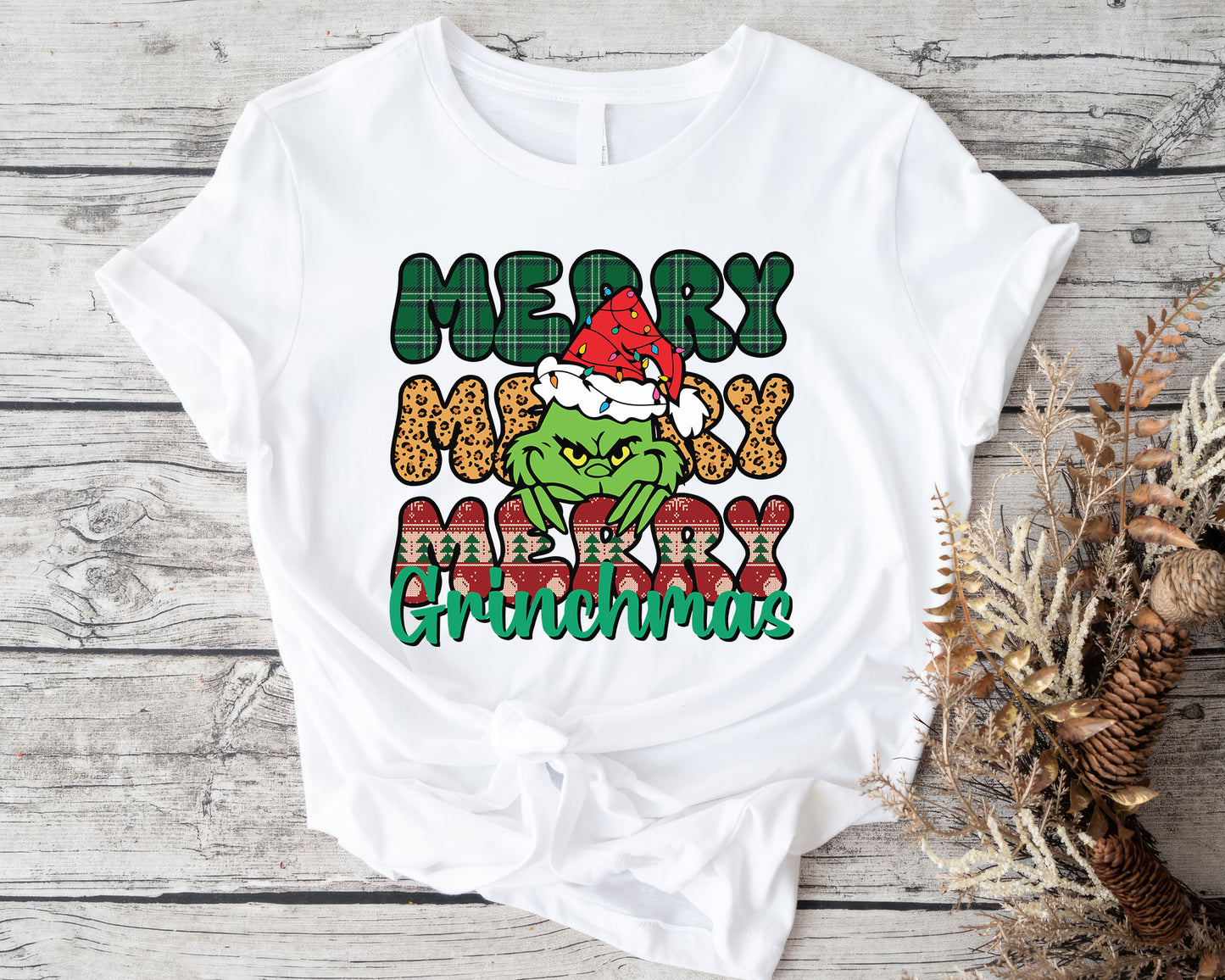 Merry Grinchmas, Merry Christmas Grinch Personalized Shirt, Christmas Grinch, Merry Grinchmas Gift, Cheeky Grinch Tee - White