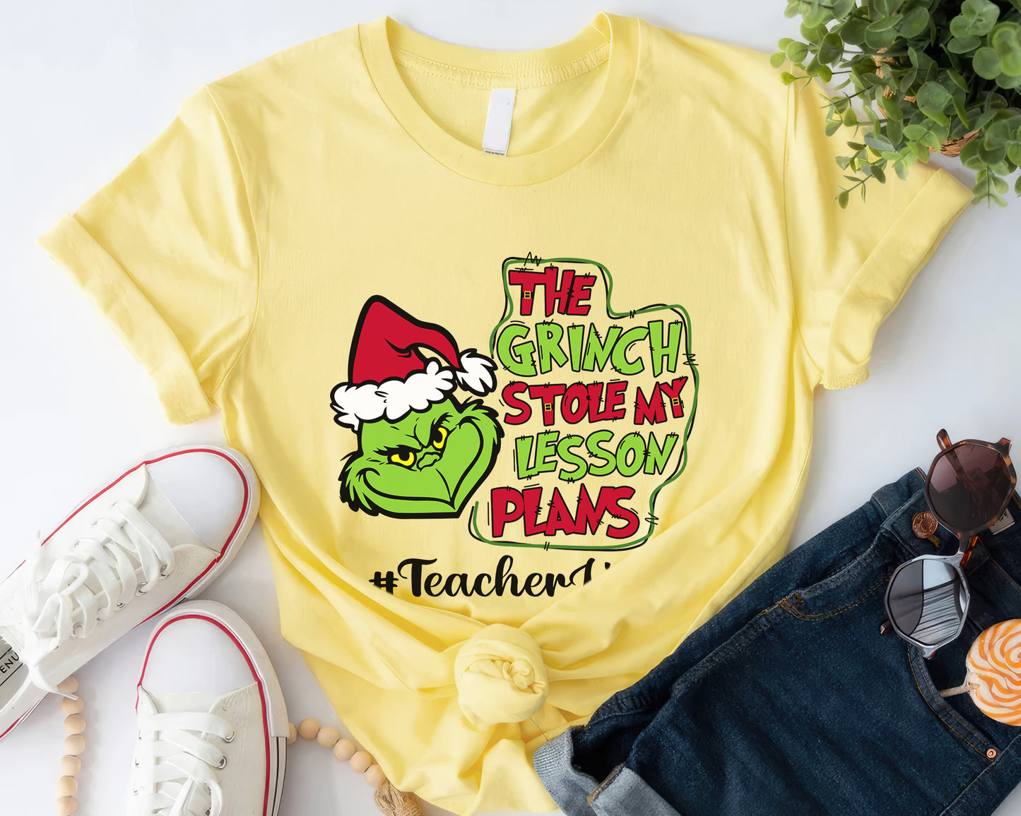 The Grinch Stole My Lesson Plans, Christmas Grinch Personalized Shirt, Funny Teacher Life Personalized Shirt, Merry Grinchmas Custom Gift