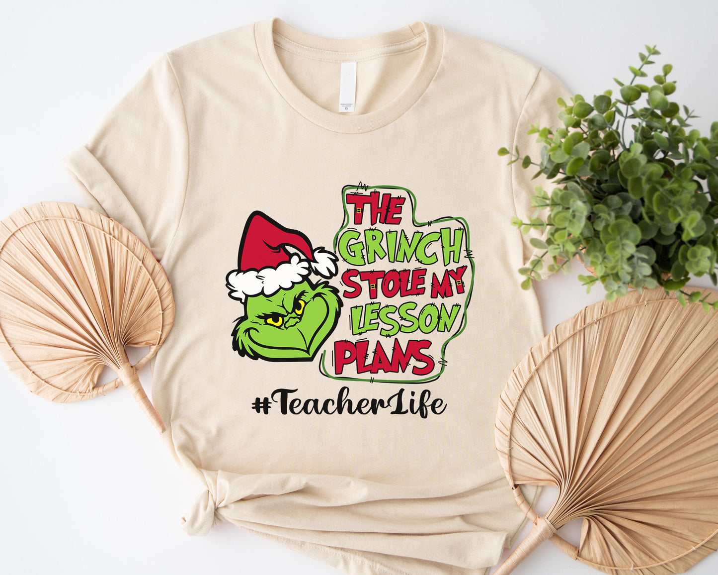 The Grinch Stole My Lesson Plans, Christmas Grinch Personalized Shirt, Funny Teacher Life Personalized Shirt, Merry Grinchmas Custom Gift