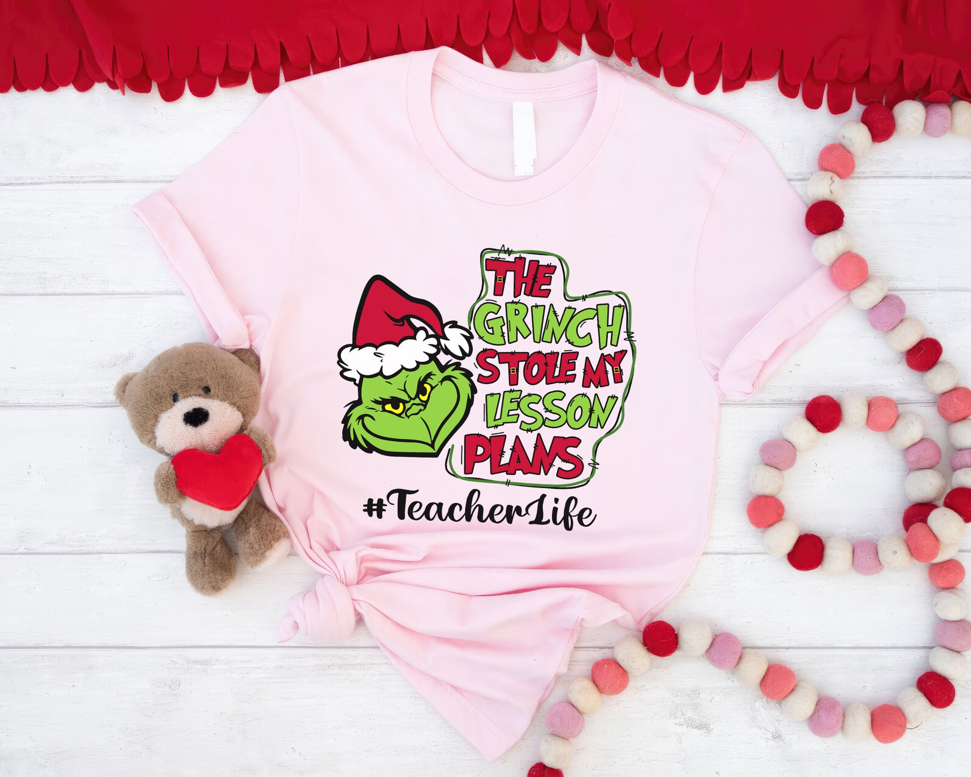 The Grinch Stole My Lesson Plans, Christmas Grinch Personalized Shirt, Funny Teacher Life Personalized Shirt, Merry Grinchmas Custom Gift