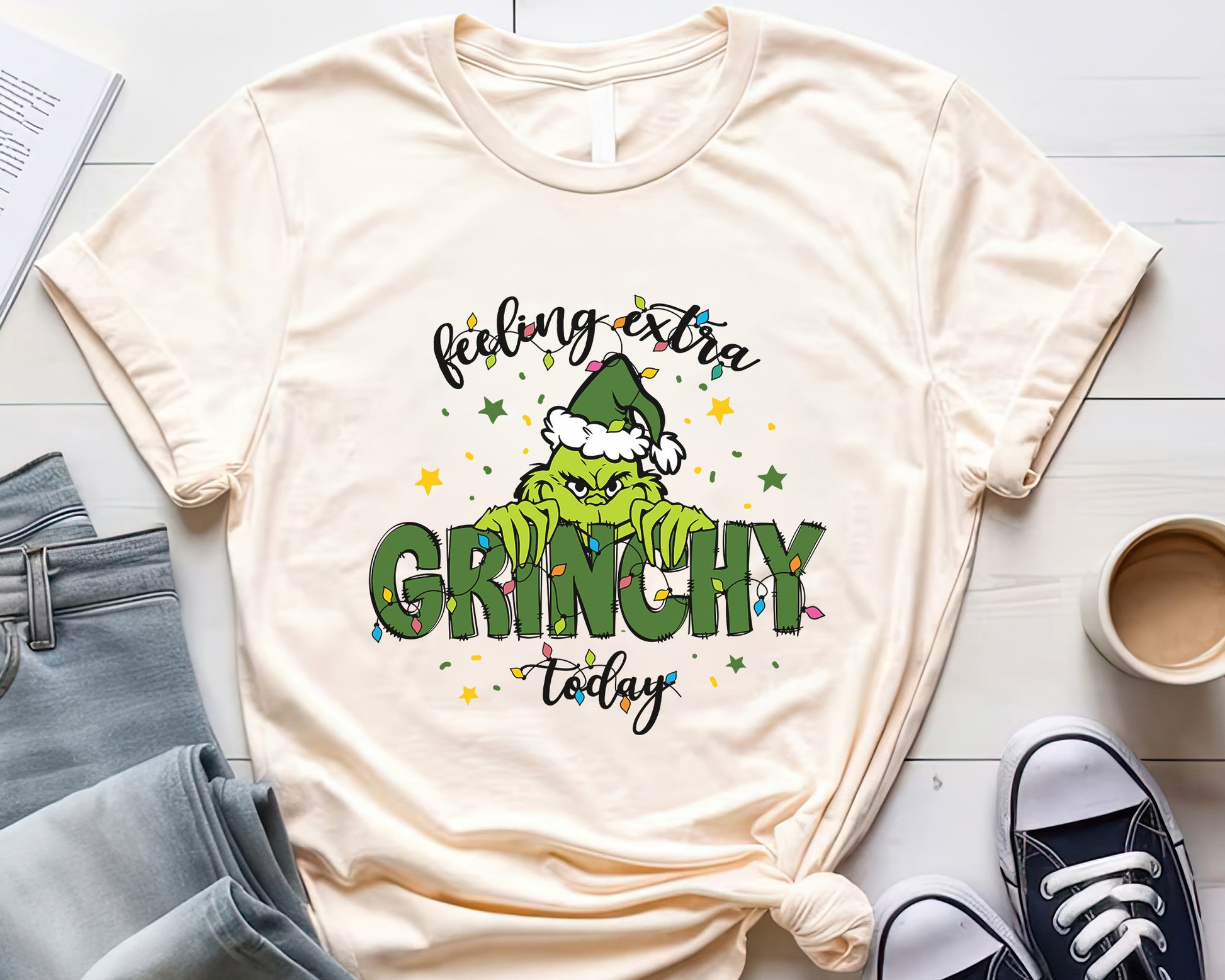 Christmas Feeling Extra Grinchy Today Tee-Natural