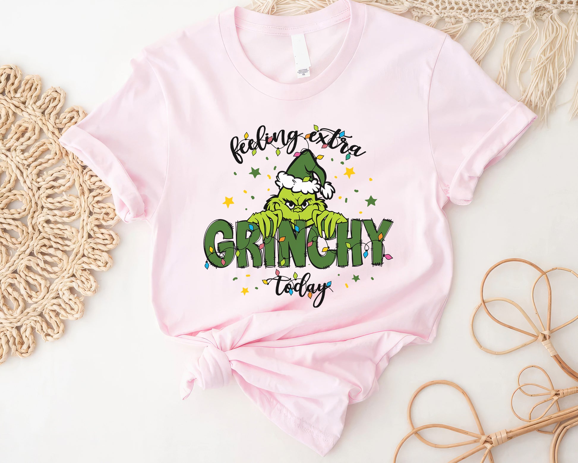 Christmas Feeling Extra Grinchy Today Tee-pink