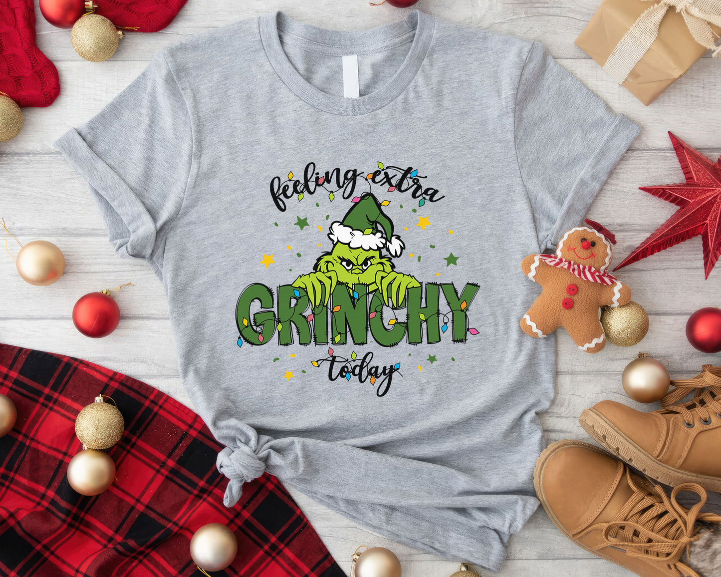 Christmas Feeling Extra Grinchy Today Tee-sport grey