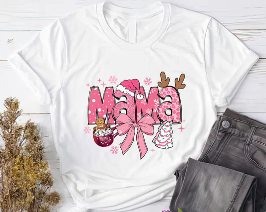 Cute Christmas Pinky Mama Shirt, Doodle Christmas Pinky Mama T-shirt Sweatshirt Hoodie, Christmas Gift, Retro Mama Design, Merry Christmas