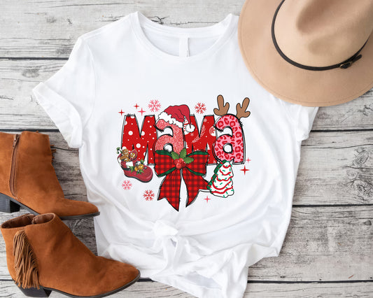 Cute Christmas Mama Tee | Personalized Christmas Shirt | Holiday Mom Shirt | Festive Christmas Gift for Moms | Cozy Family Christmas Tee