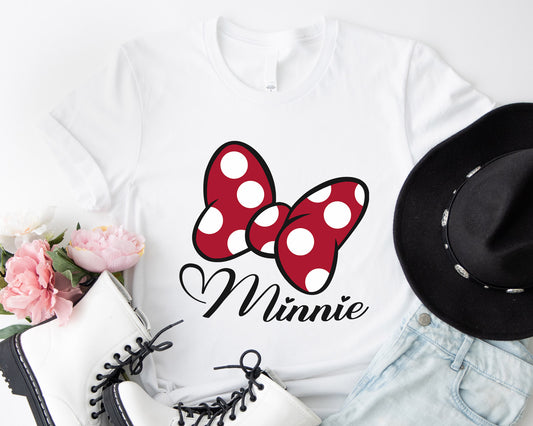 Cute Minnie Bow Shirt, Mouse Bowtie T-Shirt Sweatshirt Hoodie, Cartoon Character Design, Family Matching Outfit, Fun and Stylish Gift