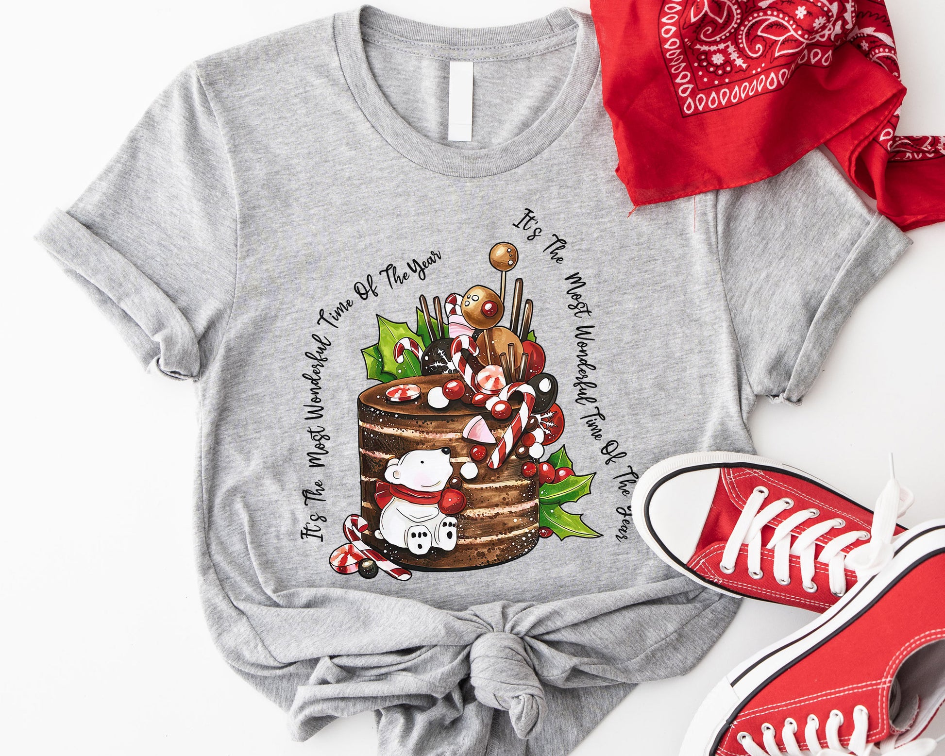 It's The Most Wonderful Time Of The Year Shirt, Boho Hippie Christmas Tee Sweatshirt Hoodie, Merry Christmas Cake, Festive Holiday Design