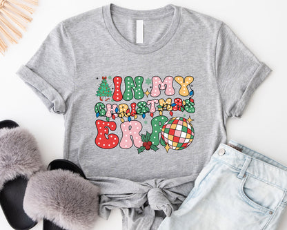 In My Christmas Era Retro Shirt, Boho Hippie Holiday Tee Sweatshirt Hoodie, Vintage Style, Merry Christmas Graphic Top, Sparkling Disco Ball.