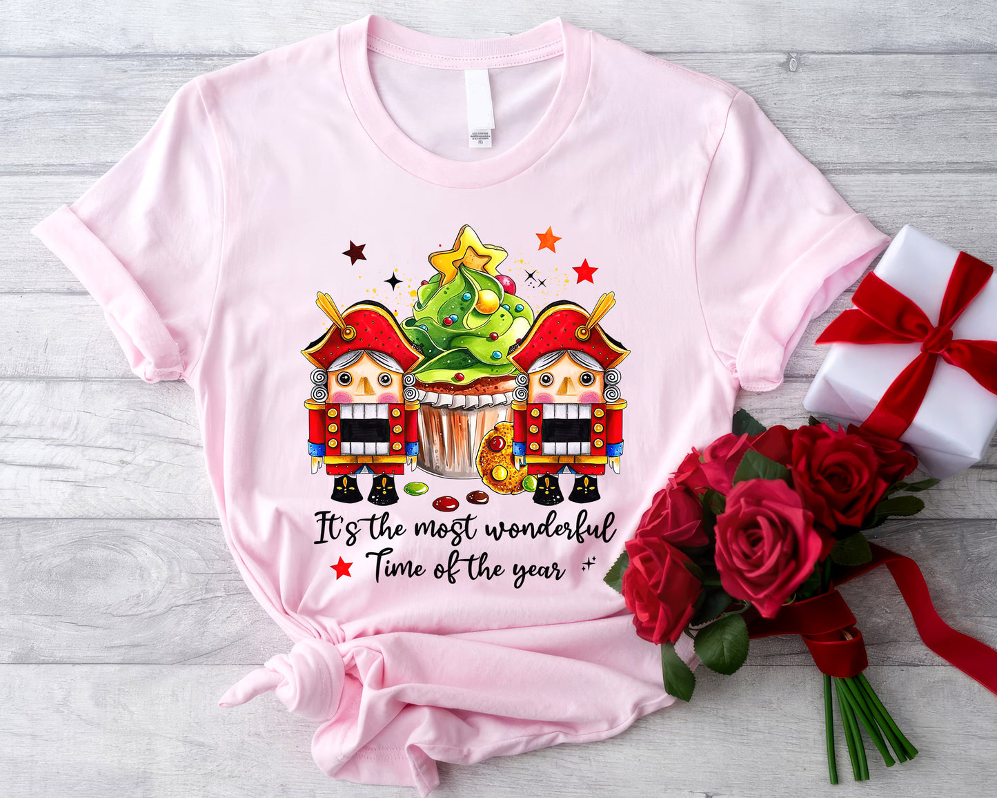 It's The Most Wonderful Time Of The Year Shirt, Watercolor Cute Christmas Tee Sweatshirt Hoodie, Merry Christmas Gift, Holiday Outfit Idea - Pink