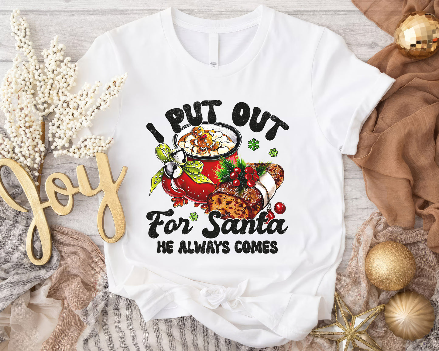 I Put Out for Santa He Always Comes Shirt | Funny Christmas Tee Sweatshirt Hoodie | Humorous Holiday Gift | Santa Claus Humor Design