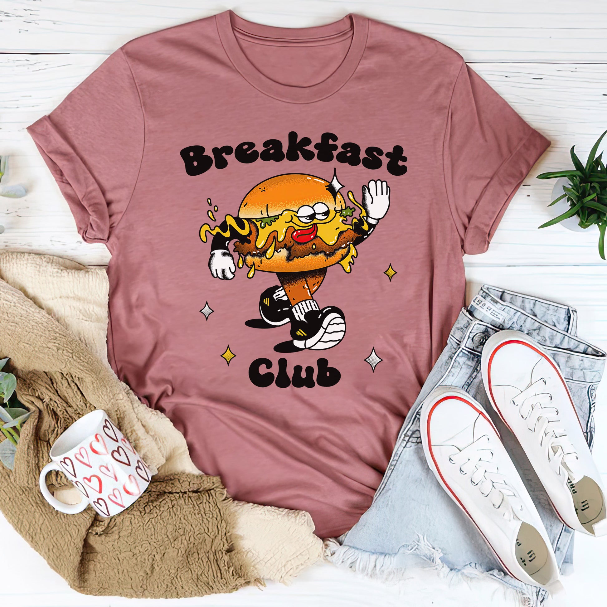 Retro Breakfast Club Shirt, Halftone Vintage Style T-Shirt, Sweatshirt, Hoodie, 80s Nostalgia Gift for Movie Lovers, Retro Aesthetic Fashion - Mauve