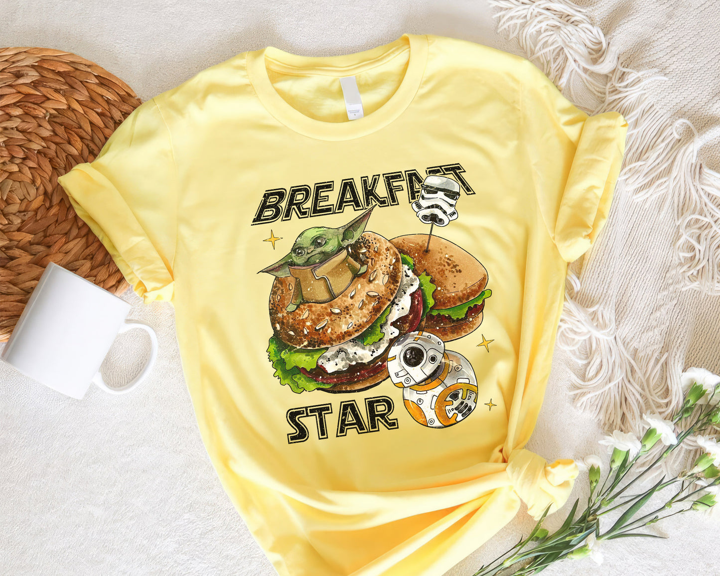 Retro Breakfast Star Shirt, Halftone Vintage Style T-Shirt, Sweatshirt, Hoodie, 80s Nostalgia Gift for Movie Lovers, Retro Aesthetic Fashion - Cornsilk