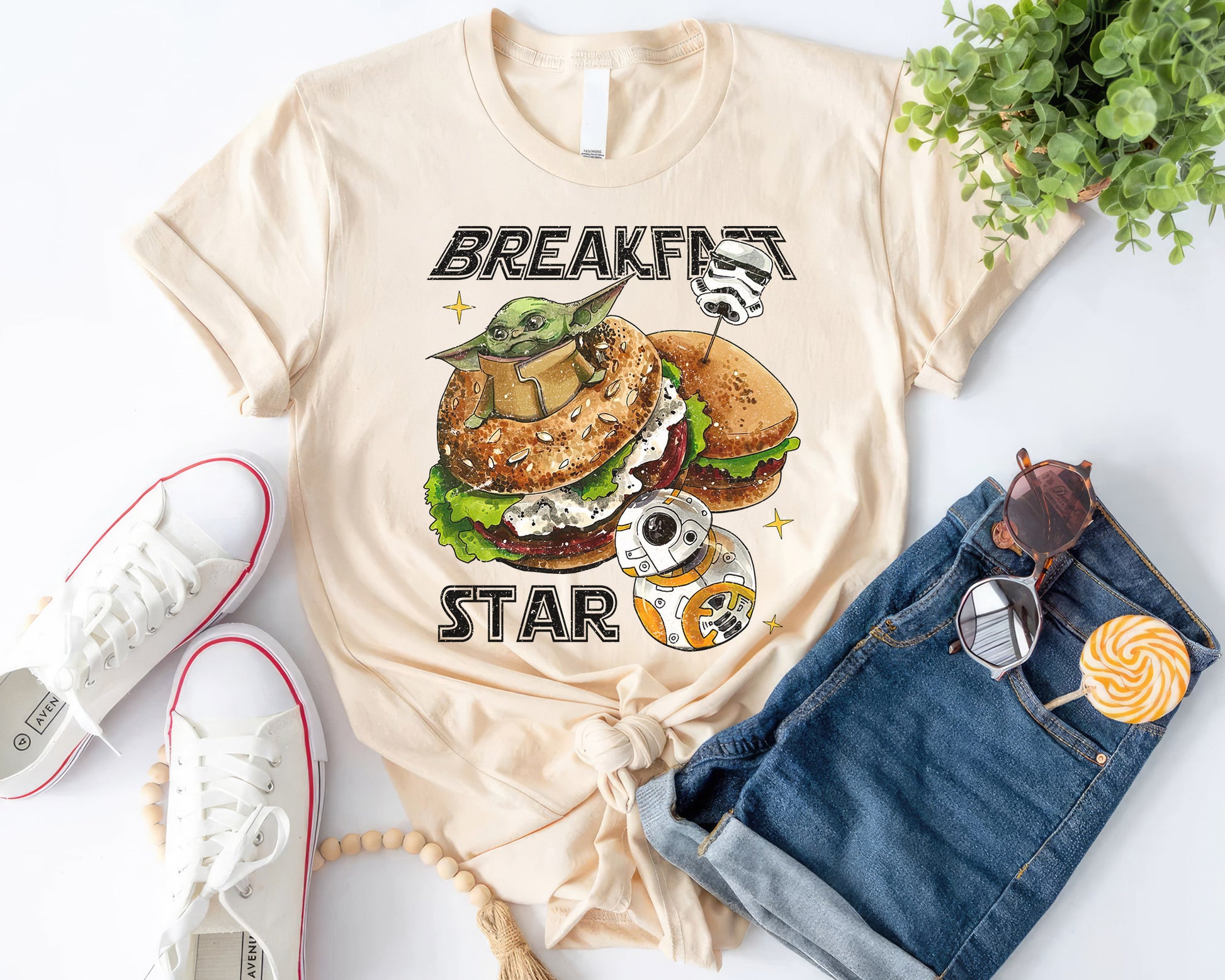 Retro Breakfast Star Shirt, Halftone Vintage Style T-Shirt, Sweatshirt, Hoodie, 80s Nostalgia Gift for Movie Lovers, Retro Aesthetic Fashion - Natural