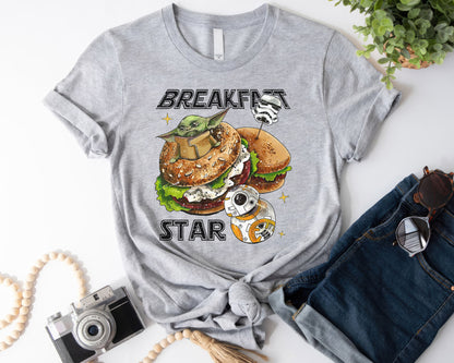 Retro Breakfast Star Shirt, Halftone Vintage Style T-Shirt, Sweatshirt, Hoodie, 80s Nostalgia Gift for Movie Lovers, Retro Aesthetic Fashion - Sport Grey