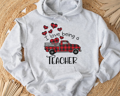 Tee Art Online - Valentine I Love Being A Teacher Personalized Hoodie | Valentine's Day Kawaii Cute | Education Teacher Customized Design - Ash
