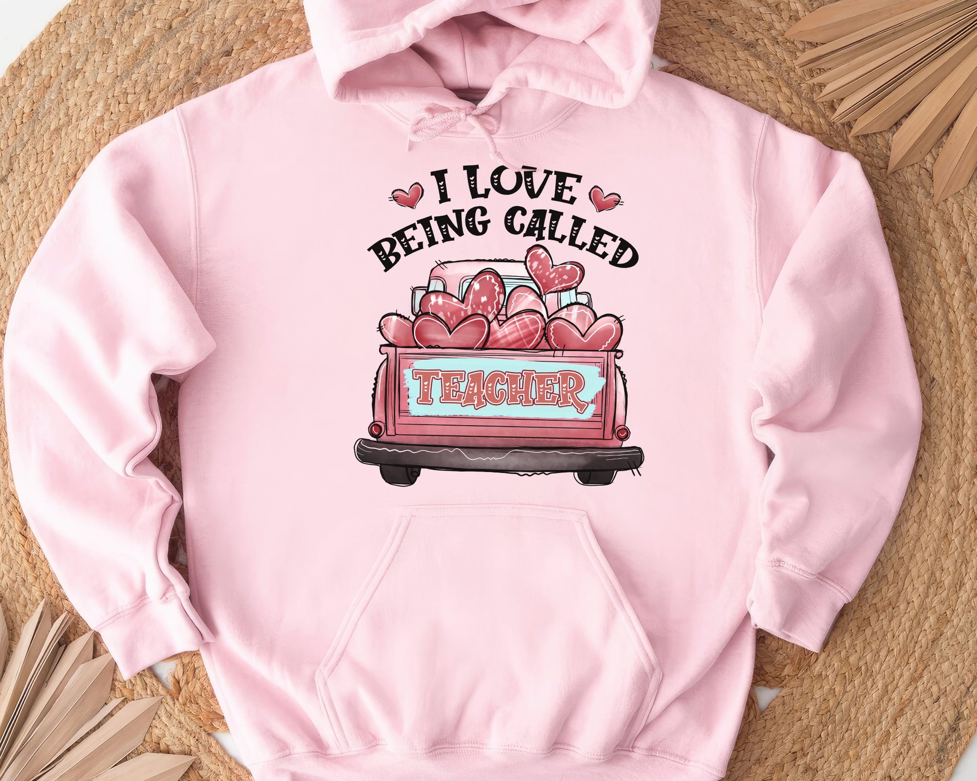 Tee Art Online - Valentine I Love Being Called Teacher Personalized Hoodie | Valentine's Day Kawaii Cute Hoodie | Teacher Design For Valentine - Pink