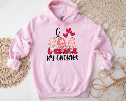 Tee Art Online - Valentine I Love My Gnomies Personalized Hoodie | Valentine's Day Kawaii Cute | Education Teacher Customized Design | Red Heart - Pink