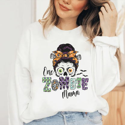 Tee art online -Halloween One Zombie Mama Sweatshirt - white