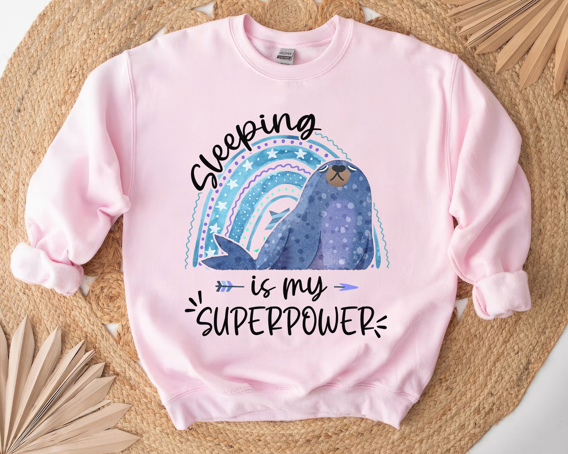 Tee Art Online - Sleeping Is My Superpower Sweatshirts - Boho Style Sweatshirt | Funny Cute Apparel - pink