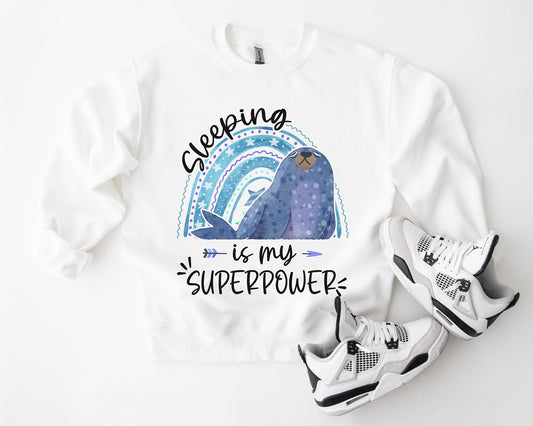 Tee Art Online - Sleeping Is My Superpower Sweatshirts - Boho Style Sweatshirt | Funny Cute Apparel - White