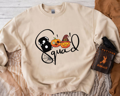 Tee Art Online - Halloween Teacher Boo Squad Sweatshirt | Hallothanksmas Halloween Thanksgiving Christmas Autumn Fall Fully Personalized Customized Design- beige