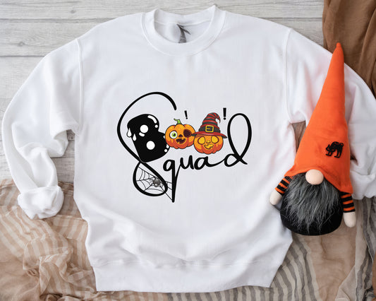 Tee Art Online - Halloween Teacher Boo Squad Sweatshirt | Hallothanksmas Halloween Thanksgiving Christmas Autumn Fall Fully Personalized Customized Design- White