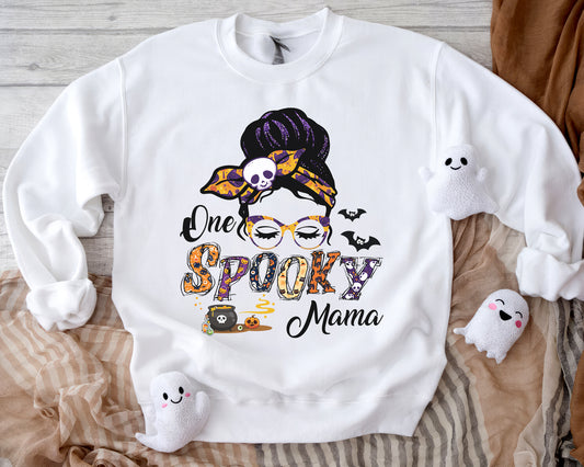 Tee Art Online -Halloween One Spooky Mama Sweatshirt - White