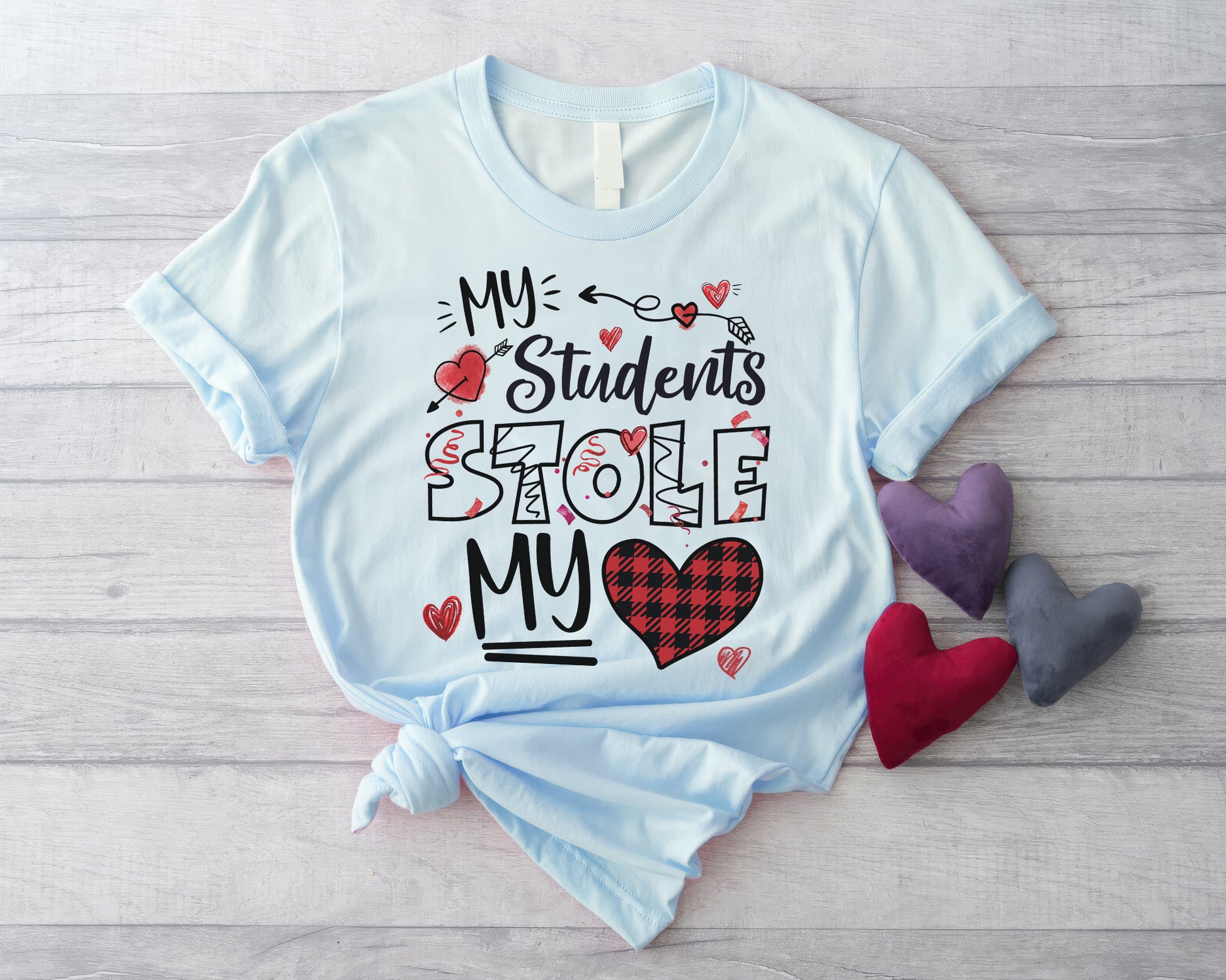 Tee Art Online Valentine My Students Stole My Heart Personalized Classic Unisex Tee | Valentine's Day Kawaii Cute T-shirts | Education Teacher Design- light blue