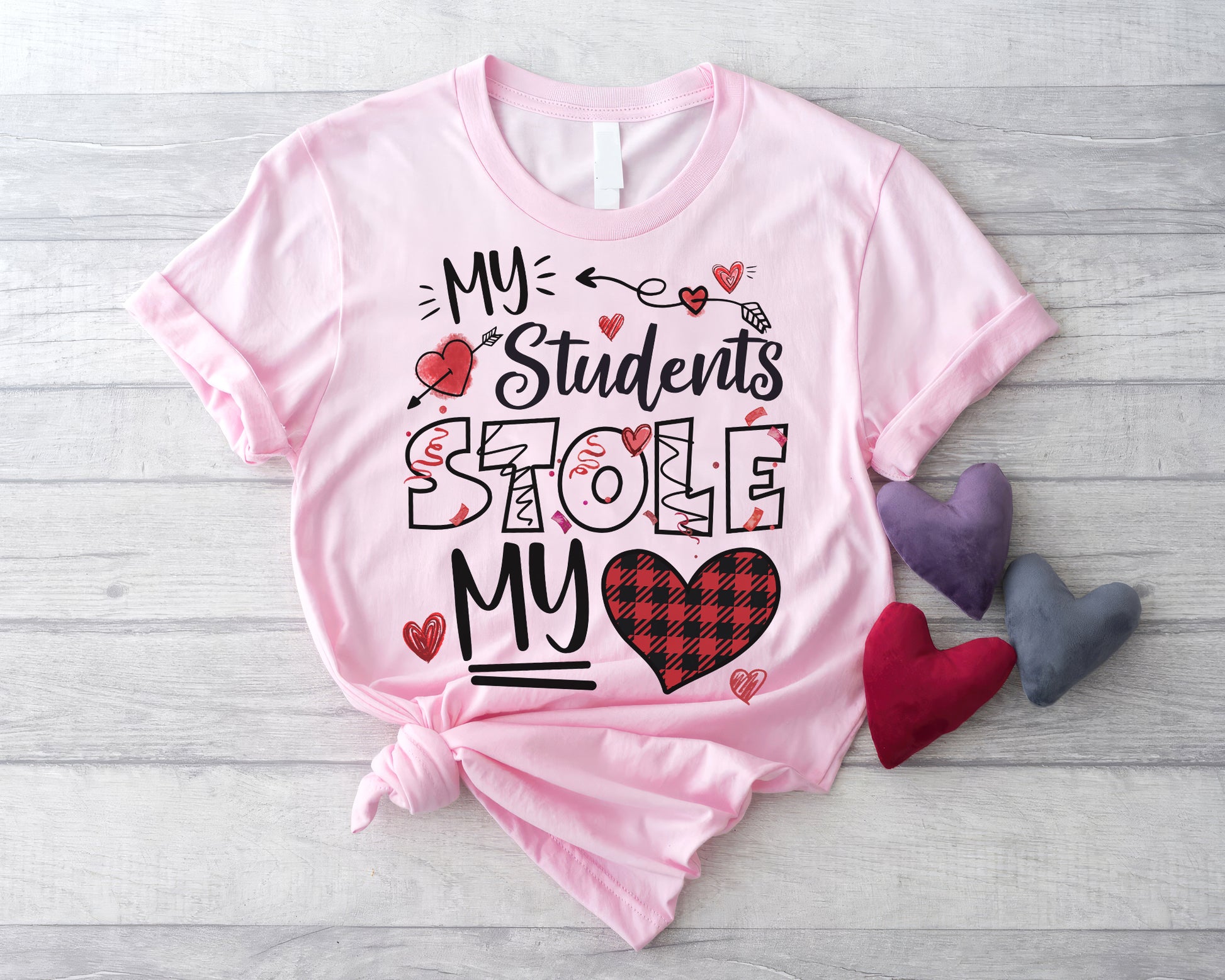 Tee Art Online Valentine My Students Stole My Heart Personalized Classic Unisex Tee | Valentine's Day Kawaii Cute T-shirts | Education Teacher Design- pink