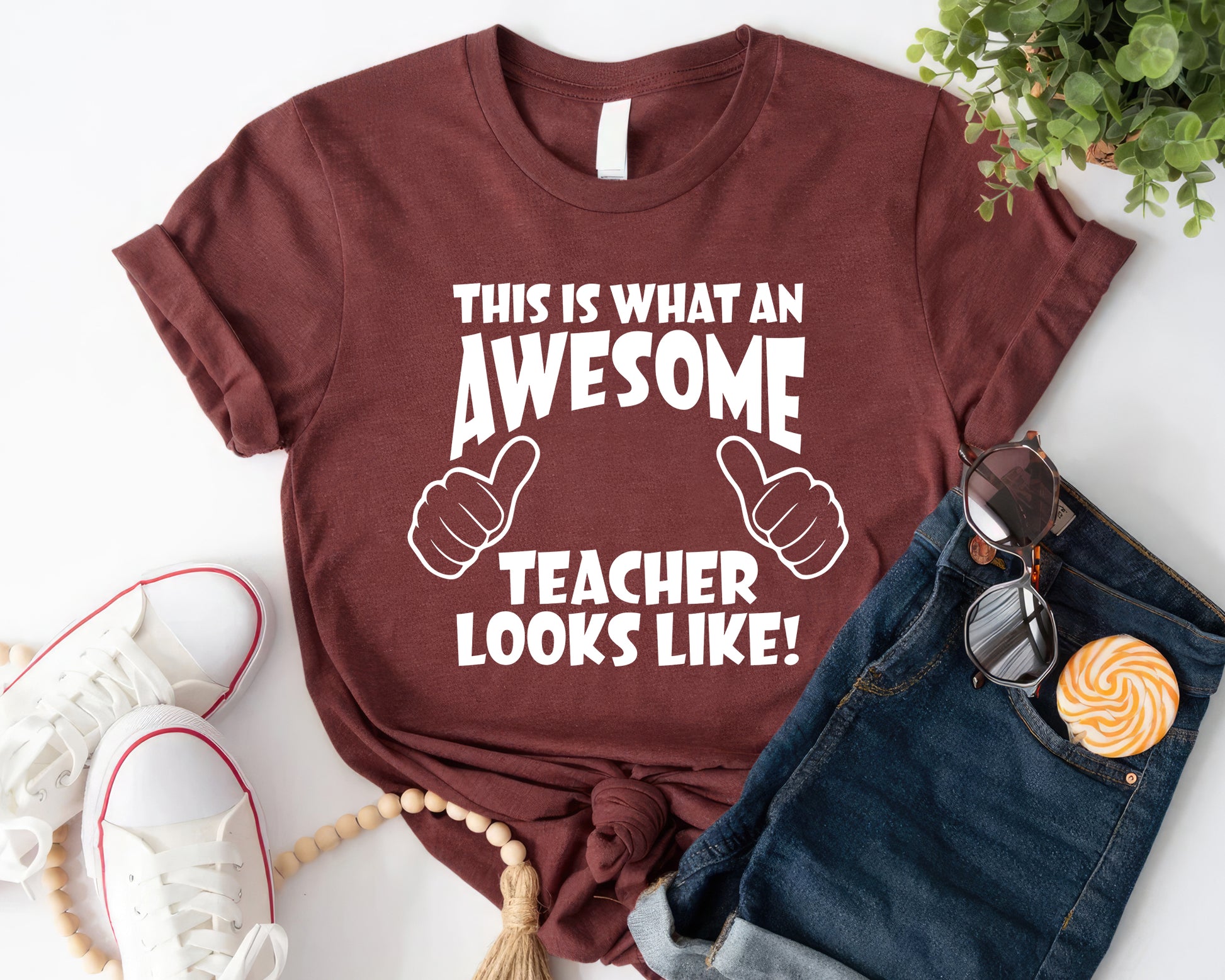 This Is An Awesome Teacher Looks Like Personalized Tee | Back To School Customized T-shirts | Funny Quote Teacher T-shirt - Maroon