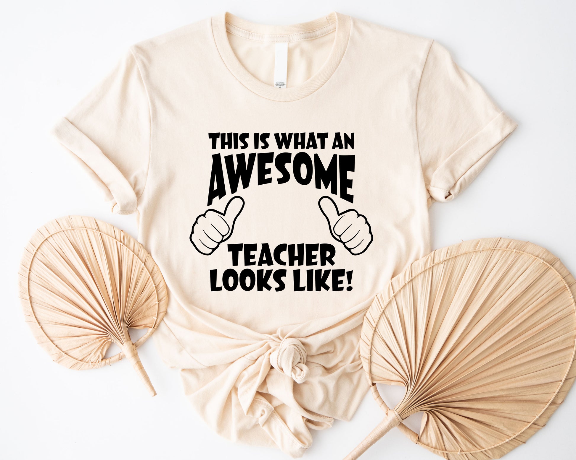 This Is An Awesome Teacher Looks Like Personalized Tee | Back To School Customized T-shirts | Funny Quote Teacher T-shirt - Natural