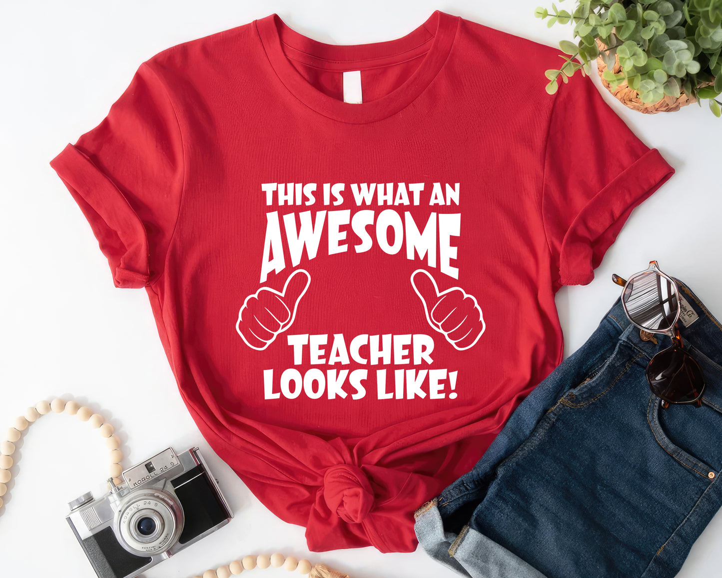 This Is An Awesome Teacher Looks Like Personalized Tee | Back To School Customized T-shirts | Funny Quote Teacher T-shirt - Red