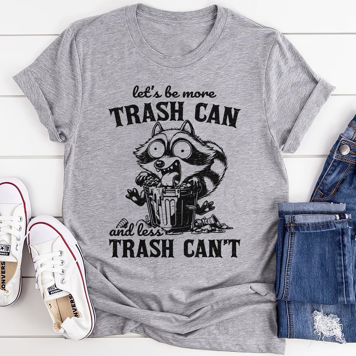 Let's Be More Trash Can Tee-Athletic Heather