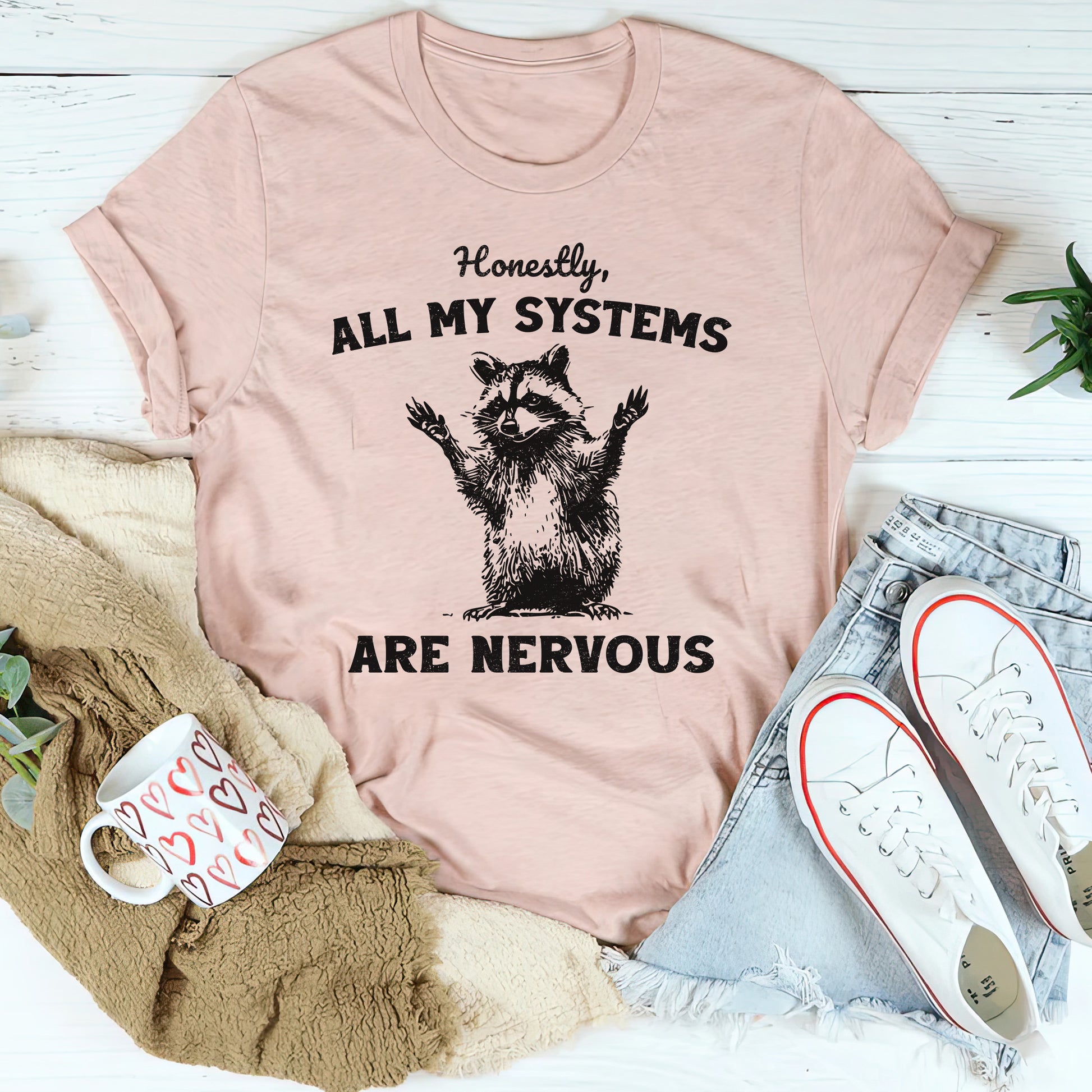 All My Systems Are Nervous Tee - Peach