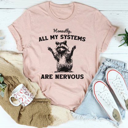 All My Systems Are Nervous Tee - Peach