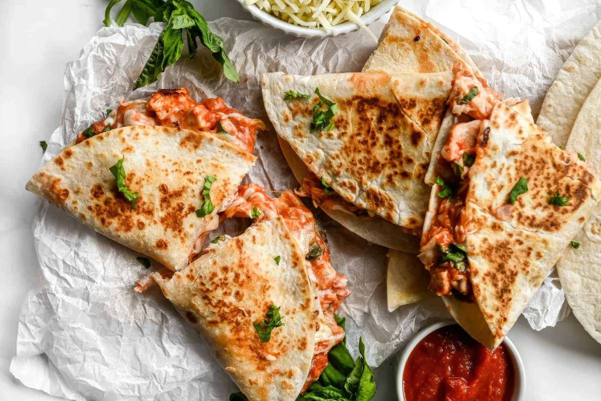 15-Minute quick Italian chicken parm quesadilla