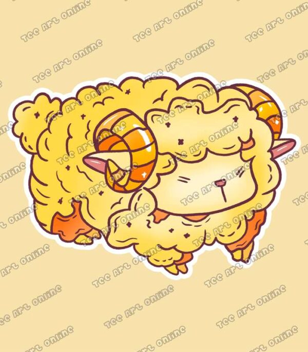 Cute Aries golden sheep