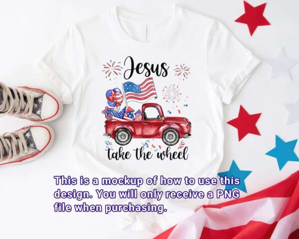 Fourth of July Jesus take the wheel design