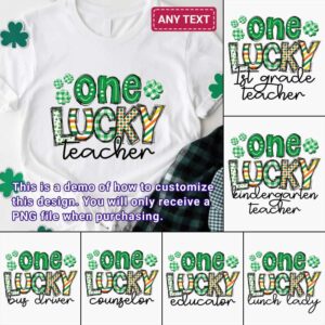 St. Patrick's Day One Lucky Teacher personalized PNG