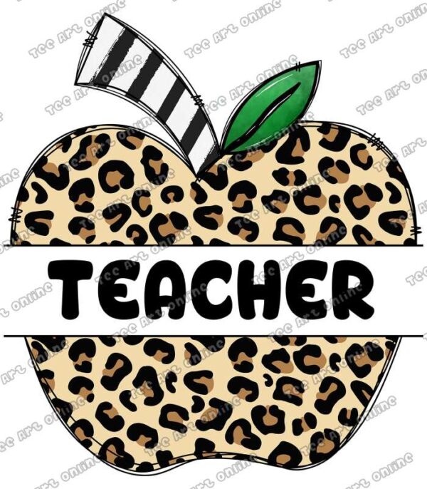 Doodle leopard apple teacher design