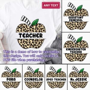 Doodle leopard apple teacher design