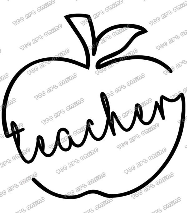 Typography doodle apple teacher design