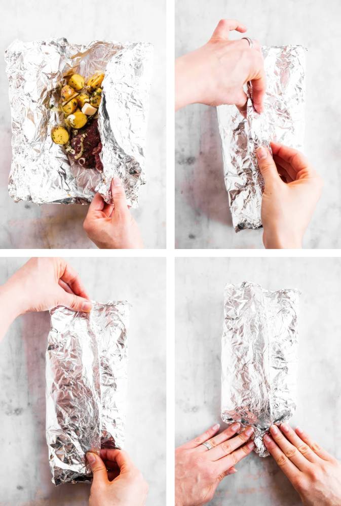 Seal the foil packets by folding the edges