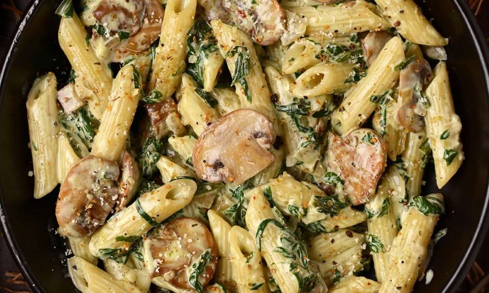 Delicious spinach mushroom pasta recipe