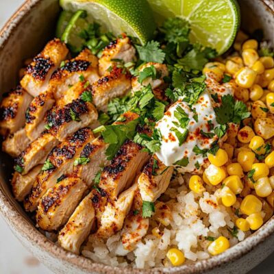 Flavor-packed street corn chicken rice bowl