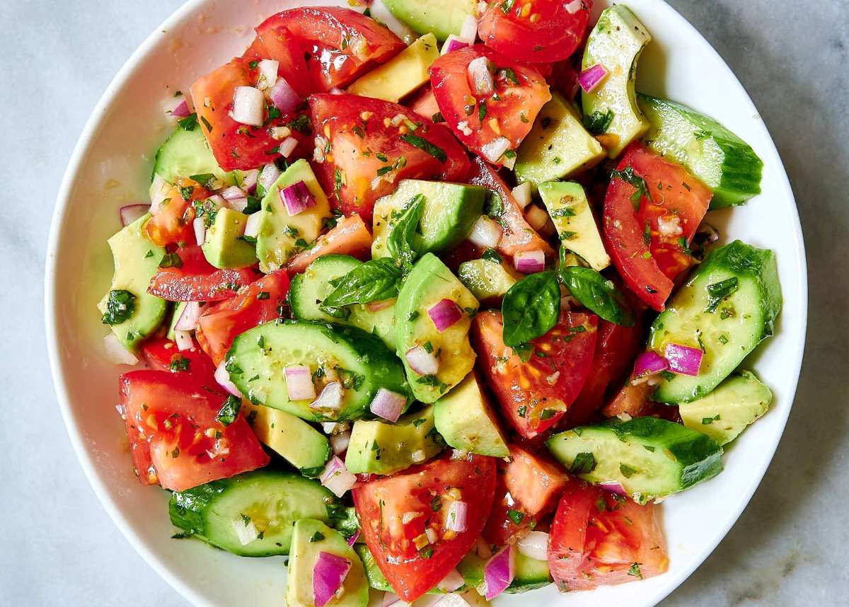 Fresh and flavorful tomato cucumber & avocado salad recipe