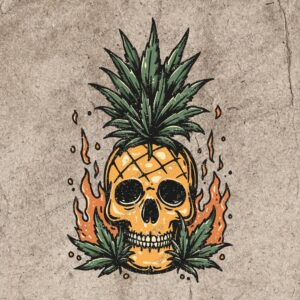 retro skull pineapple design